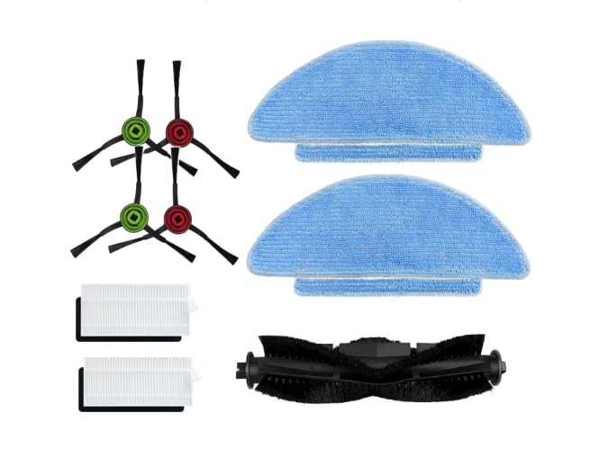HASTHIP Replacement Vacuum Cleaner Accessories for AGARO Alpha Robot Vacuum Cleaner, with 1 Main Brush, 4 Side Brushes, 2 Mop Cloth, 2 Filters.