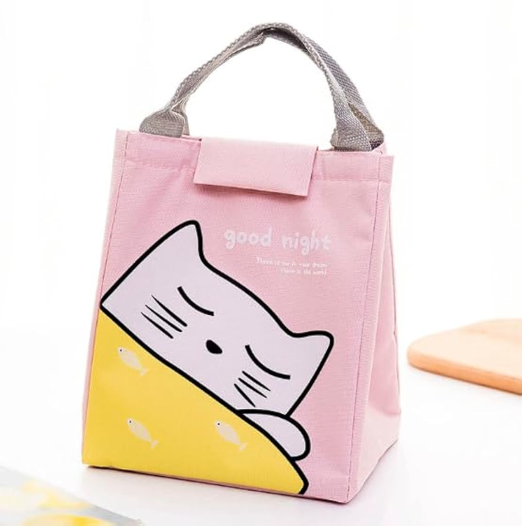 ZIBUYU® 4PCS Insulated Lunch Bags for Kids Girls Adults, Waterproof Bento Tote, Cartoon Cooler Lunch Box, Large Capacity, Portable Handbag, Picnic Work Travel Office, Pink Multicolor Pack