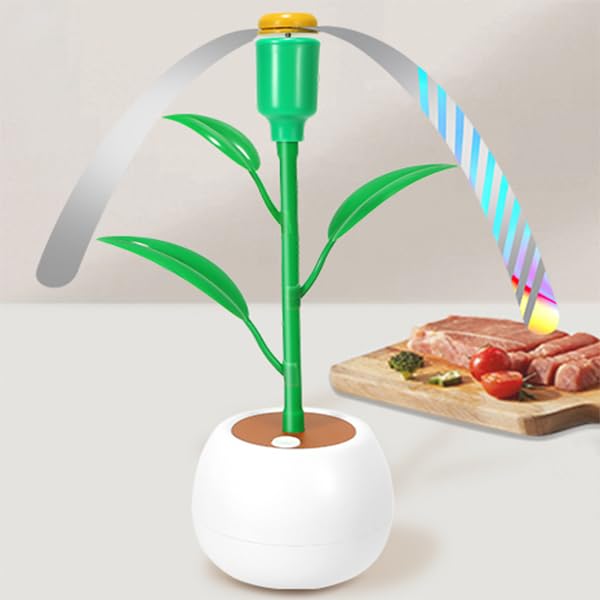 HASTHIP® Electric Fly Repellent Fan Battery Operated Twin Soft Blades Fly Repellent Fan 10.2 inches Creative Planter Desk Fly Repellent Fan for Dishes, Dining Table, Desk, Batteries Not Included