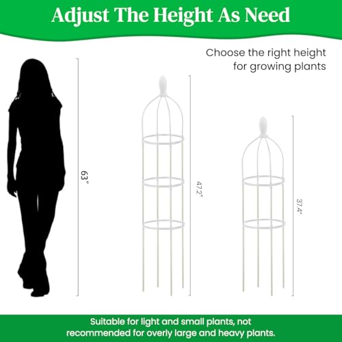 HASTHIP® Garden Plant Support for Climbers - Obelisk Trellis for Climbing Plants - 120CM Plastic Creeper Plant Support - DIY Adjustable Plant Climber Support for Clematis, Climbing Roses, Tomato, Ivy 2 PCS