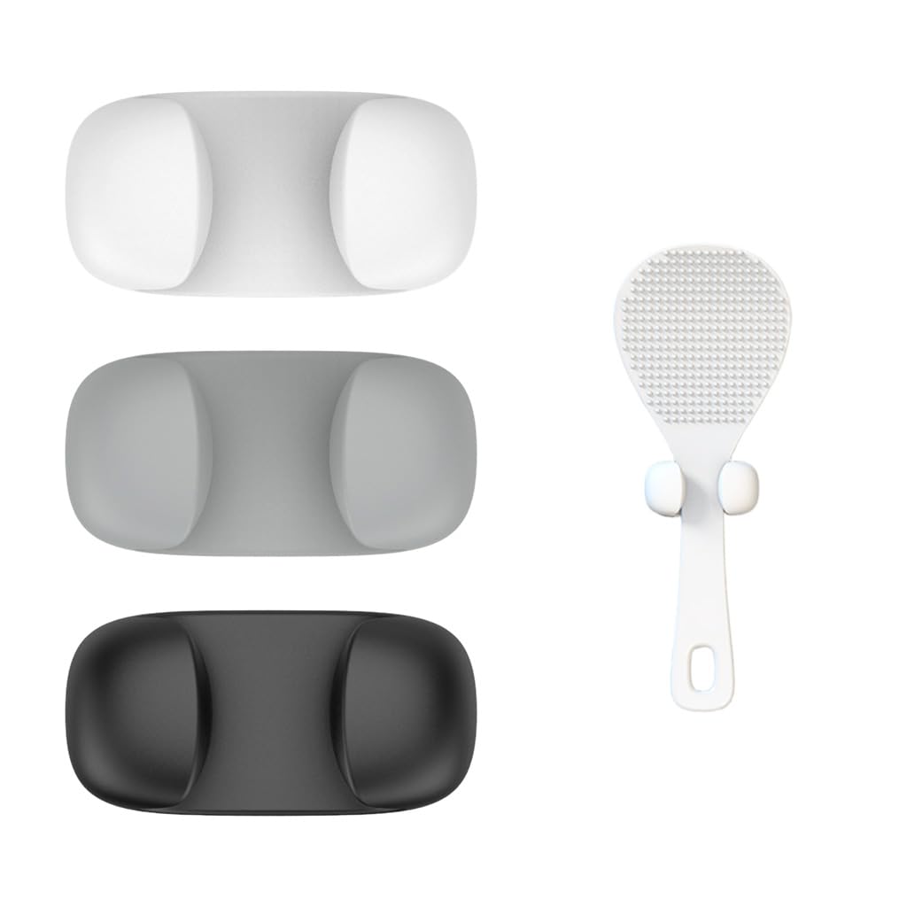 Supvox Rice Paddle Holder for Kitchen Organization with Self Adhesive Mount | 3 pcs Silicone Utensil Stand