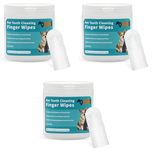 Qpets® 150PCS Wet Wipes for Dogs, Pet Wet Wipes for Cats Dogs, Non-Woven Dog Wet Wipes for Cleaning Finger Cat Cot Grooming Wipes Suit for Pet Daily Teeth & Paw Care Cleaning Wipes