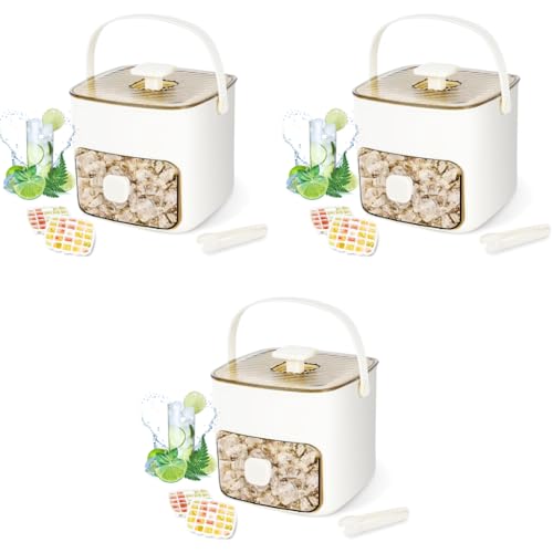 HASTHIP® Ice Cube Maker with Tongs 48-Cavity Mold Box Storage Bin One Push Demold Food Grade Portable for Party Home Bar Kitchen 3PCS