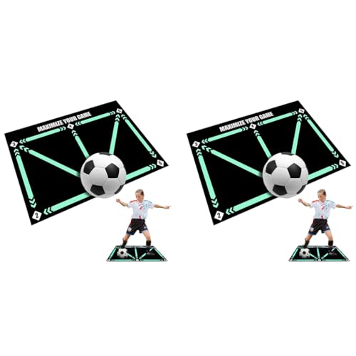 Proberos® Kids Football Training Mat 23.6x35.4 Inches Soccer Shooting Skill Exercise with Guild Lines Anti-slip Agility Diatom Mud Mat 2 PCS