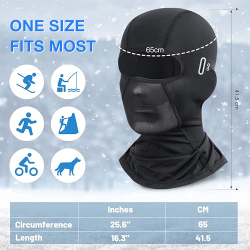 Proberos® Balaclava Face Mask Combo, Cool-Max & Cool Silk, UV Protection, Eyeglasses Friendly, 4-Way Stretch, Breathable, Quick Dry, for Riding, Cycling, Outdoor Sports, Unisex Grey