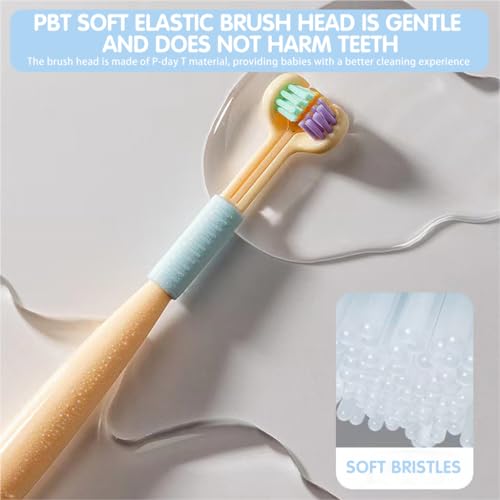 HANNEA® Toothbrush for Kids 6PCS Multi-sided Soft Bristles with Integrated Tongue Scraper Autism Dental Care