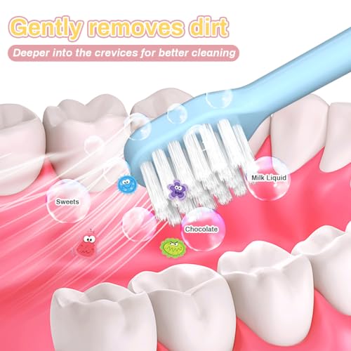 HANNEA® 30PCS Kids Tooth Brush Set Soft Bristle Toothbrush Cute Colorful Letter Rubberized Handle for 6-12 Years Old Boys Girls