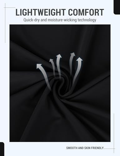 Venzina® UPF 50+ Outdoor Running Top Quick-Dry Long Sleeve Sport Wear Yoga Clothing, Lightweight & Moisture Wicking, Fashion Workout Top for Running, Tennis, Exercise, Black- XL