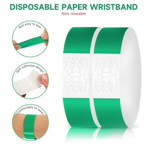 HASTHIP® 300 Pack Paper Wristbands Arm Bands for Events Neon Lightweight Colored Concert Party Waterproof Hand Band Green 2 PCS