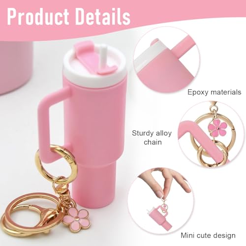HASTHIP® Mini Keychain Accessories for Stanley Cup Cute Charms Women Purse Handbag Girls Christmas Gifts Valentines Day Pink 3PCS
