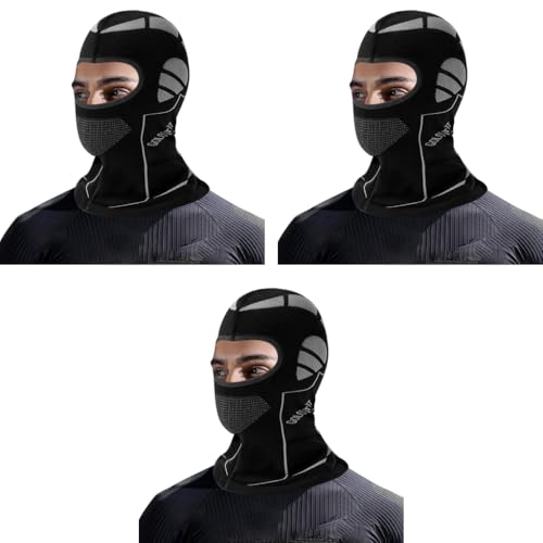 Proberos® Winter Balaclava Face Mask for Bikers Cyclists Thermal UV-Protected Stretchy Helmet Men Women Unisex Neck Gaiter Skiing Motorcycle Riding Running 3 PCS Black/Grey