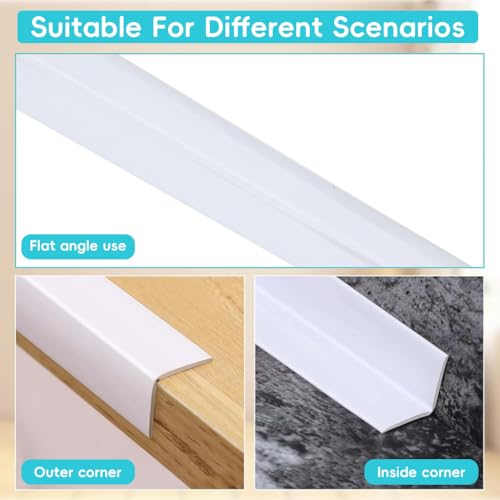 HASTHIP® 9.84ft Wall Molding Trim Waterproof L-Corner Self-Adhesive PVC Guard Cuttable Customized 3 PCS