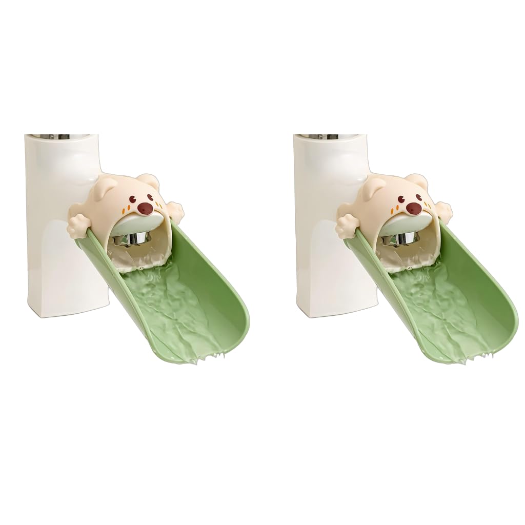 SNOWIE SOFT Water Faucet Extender for Kids with U Channel Clip On Design 2 PCS | BPA Free Green