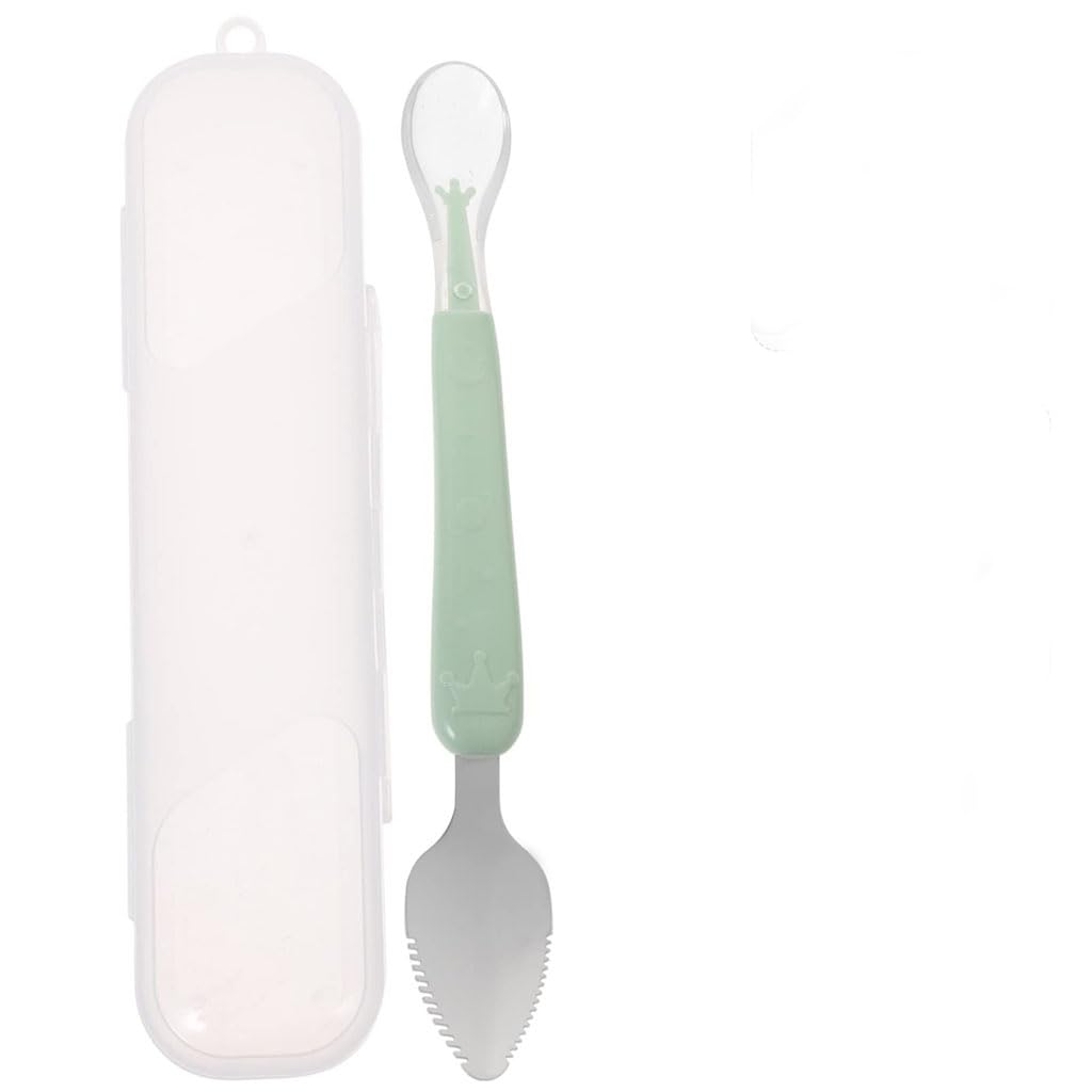 Kisangel Baby Scraper Spoon for Fruit Puree with Double Head Serrated Design and Storage Box