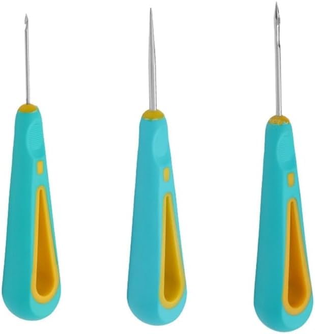 HASTHIP® 3 PCS Punch Needle Wick for Candle Making,Round Hole Candle Punch Wicking Needle Tools,Wick Tool for Silicone Molds Making Blue + Silver