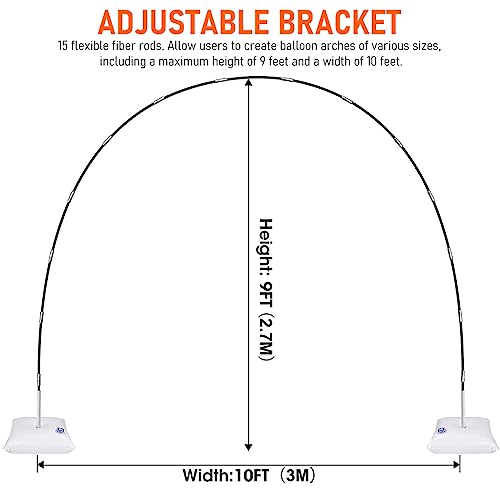 HASTHIP® Down Balloon Arc Stand For Decoration 9Ft Height Adjustable Arch Frame With Base Complete Accessories Set For Wedding Baby Shower Birthday Party Supplies Decorations Pack Of 1 2 PCS