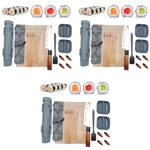 HASTHIP® Sushi Making Set All-in-One Bazooka Roller with Bamboo Mats Avocado Slicer Paddle Knife Chopstick Holders DIY Maki Machine for Beginners Pros 3 PCS