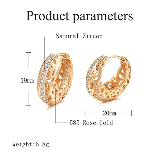 SANNIDHI® 1 Pair Stylish Hollow Rose Gold Hoop Earring for Women and Girls,19mm Round Earrings Eardrops Jewelry Gift for Wife and Girlfriend,Nest