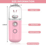 ELEPHANTBOAT® Pink Facial Nano 30ml Portable Mini Facial Nano Face Mist Spray Machine,Cartoon Bunny Design & USB Rechargeable for Facial Moisturizing and Skin Care