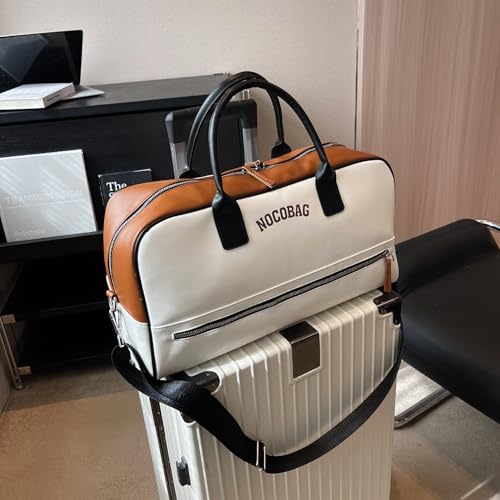 PALAY Fashion PU Duffle Bag Hand Carry Luggage Bag with Removable Shoulder Strap Dual Zipper Full Open Design Travel Waterproof Airplane Carry On Duffle Bag Gym Bag, 45x20x25cm
