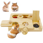 Qpets® Guinea Pig Foraging Toys, Wooden Rodents Pet Slow Feeder Toy Multi Compartment Interactive Feeding Toy Enrichment Toys for Guinea Pig, Hamsters, Bunnies, Gerbils, Chinchillas