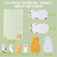 HASTHIP® Cat Sticky Notes Set - Cute Sticky Note Animal Divider Tabs Bundle Writing Memo Pads Page Marker, Sticky Notes Pads for Cat Lovers Kids School Office Home Students Supplies Gifts