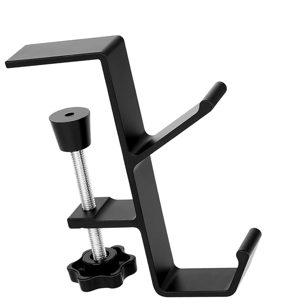 ZORBES Underdesk Hook Hanger for Office and School Desks featuring Dual Hook Screw Mount Aluminum Alloy Organizer | Black