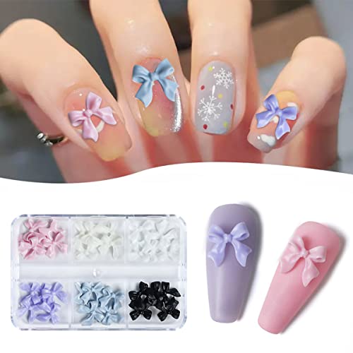 MAYCREATE® 30Pcs 3D Bow Nail Art Decorations, Crystal Sequins Nail Accessories, Colorful Bowknot Nail Charms for Women Girl DIY Craft Manicure Decor