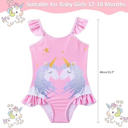 SNOWIE SOFT® Unicorn One Piece Swimsuit, Colorful Kids Swimsuit, Unicorn Swimsuit Girls Swimsuit Beach Vacation Swimsuit Summer Theme Swimsuit, Beach Vacation, Pink