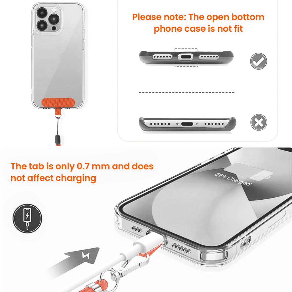 ZORBES Phone Neck Strap and Wrist Strap Adjustable Nylon Phone Sling Strap with Attachment Insert Quick Release Phone Strap Phone Shoulder Strap Universal Phone Strap Lanyard, Orange