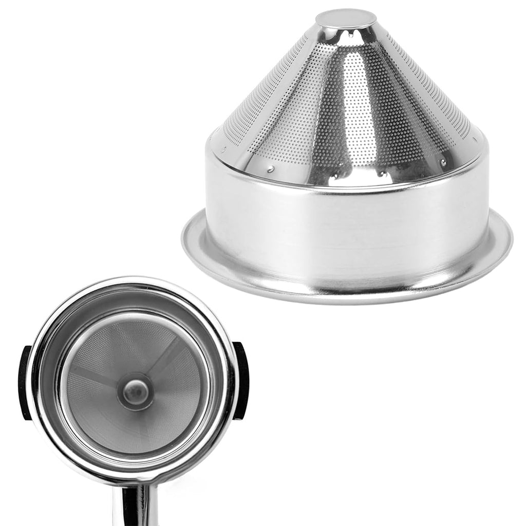 Supvox 58mm Portafilter Basket Coffee Filter Cone Shaped Stainless Steel Fine Mesh Espresso Portafilter Basket Coffee Filter Universal Compatible with 58mm Portafilter Basket