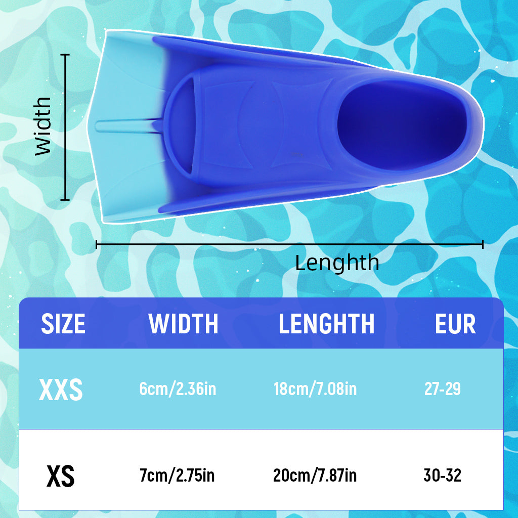 Proberos Kids Swim Fins, Short Kids Fins Silicone Pool Swimming Flippers Beginners Swim Fins for Kicking Skill Improvement and Pool Lap Swimming Training for Girls Boys, XXS, 36.5x19.5cm