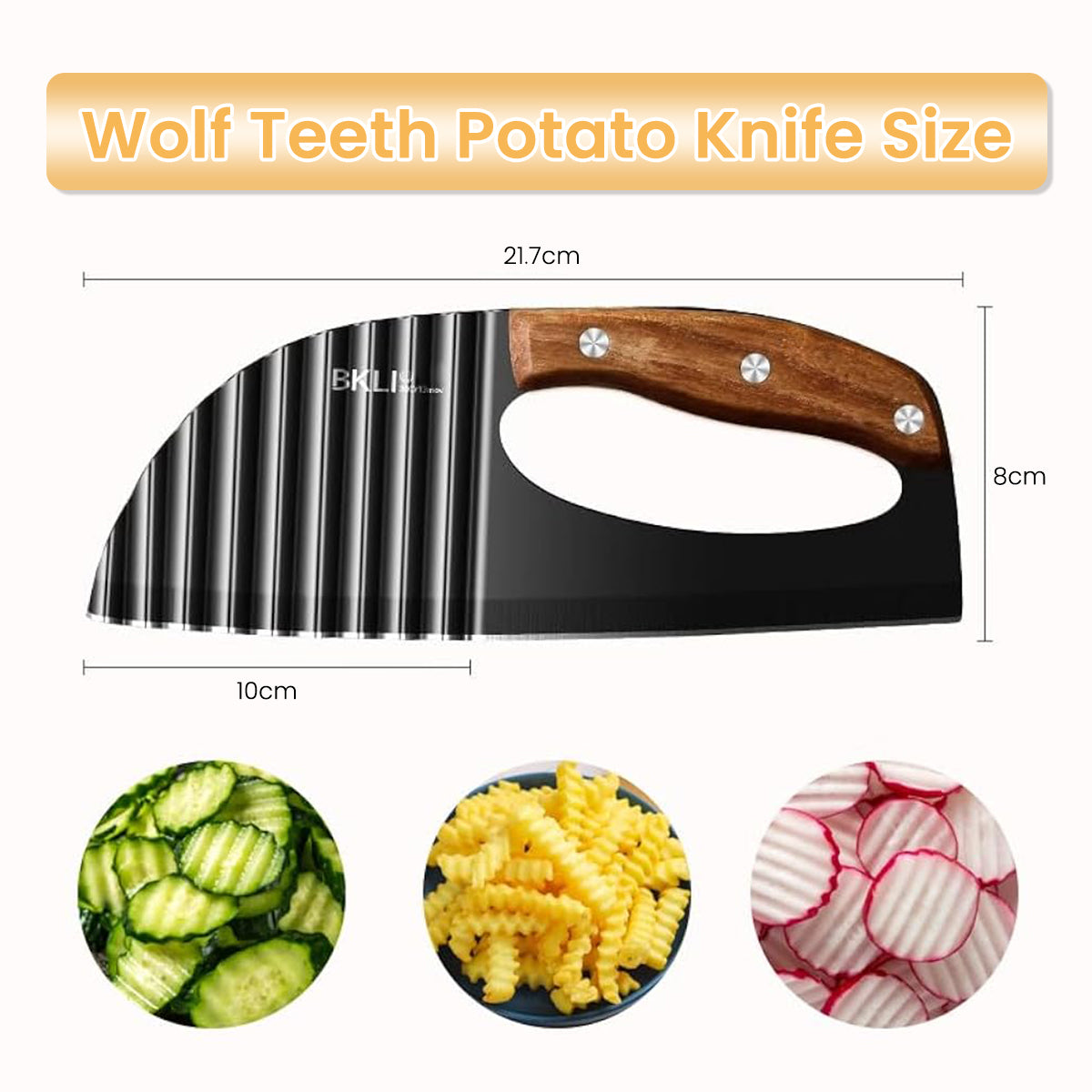 Supvox Crinkle Cutter Knife, Large Crinkle Potato Cutter Wavy Chopper with Handle, Zig Zag Knife Wavy Slicer Crinkle Cutting Chopping Tools for Potato Carrot Vegetable