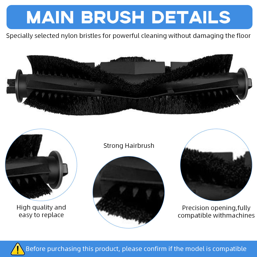 HASTHIP Replacement Vacuum Cleaner Accessories for AGARO Alpha Robot Vacuum Cleaner, with 1 Main Brush, 4 Side Brushes, 2 Mop Cloth, 2 Filters.