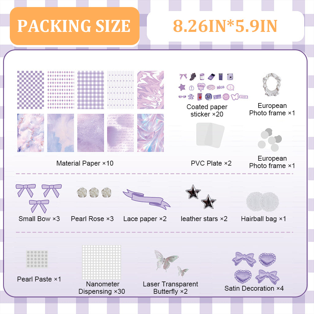 HASTHIP DIY Ita Bag Material Kit Aesthetic Butterfly Rose Themed Assorted Decorations Material Kit Ita Bag Background Paper Inserts Scrapbooking Accessories Art Supplies for Decoration