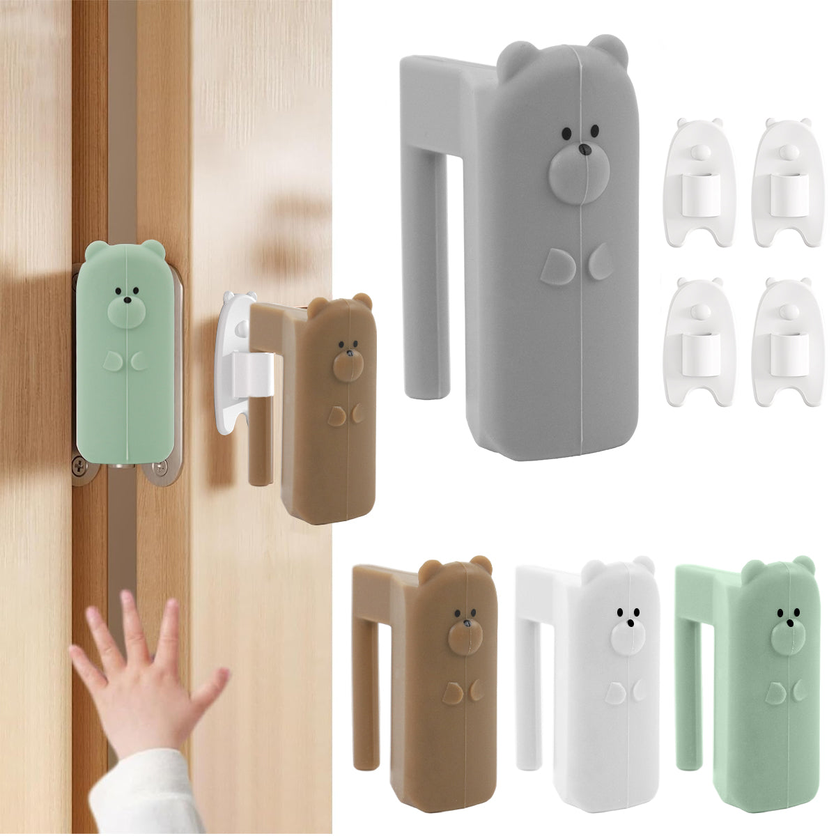 SNOWIE SOFT® 4Pcs Silicone Door Hinges Guards Baby Proofing Anti-pinch Guards Kids Safety Cartoon Door Stopper Removable Door Protector for Home Baby Safety Products for Home