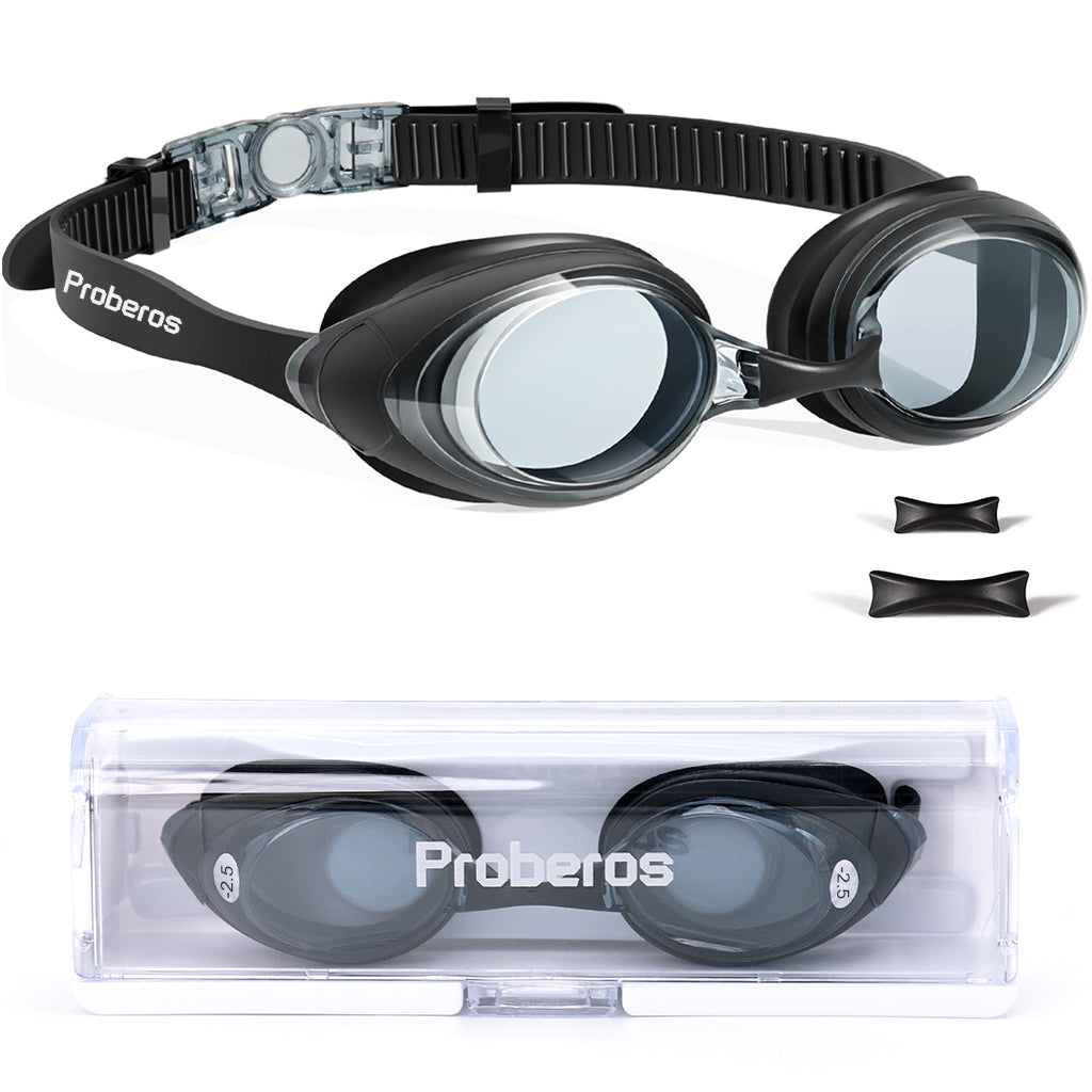 Proberos Short-sighted Swimming Goggle for Man Women, Nearsighted Swimming Goggle Silicone Waterproof Anti-fog Swimming Goggle (-2.5 Diopters)