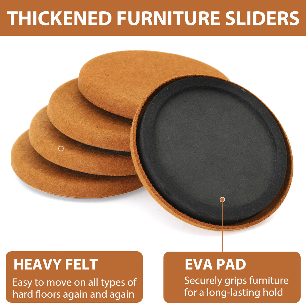 HASTHIP 3.5 inches Felt Furniture Leg Floor Protectors Wooden Floor Protector Chair Leg Caps Noise Reduction Chair Leg Feet Pads Table Leg Sliders