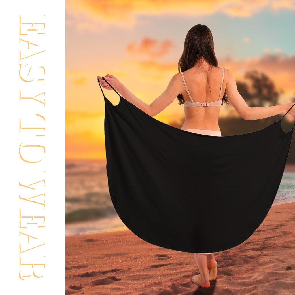 PALAY Fashion Pareo Women Beach Cover Bikini Cover-up Wrap Cover Dress Thin Strap Beach Cover-up Backless Dress Sarong, M