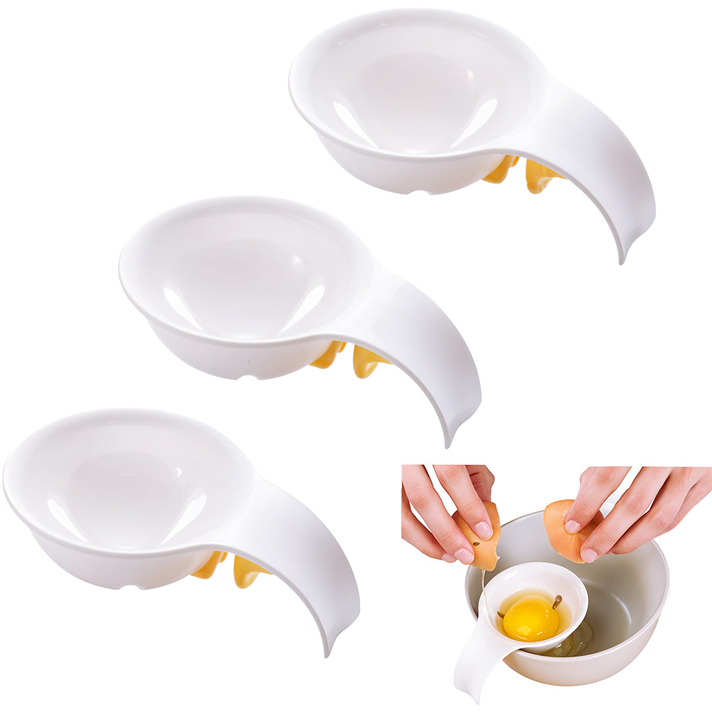 HASTHIP 3 PCS Egg Yolk Separator, Egg Yolk and Protein Separator with Clamp, White Silicone Egg Yolk White Separator Clip on The Edge Of The Bowl, Egg Separation Filter, Kitchen Gadget
