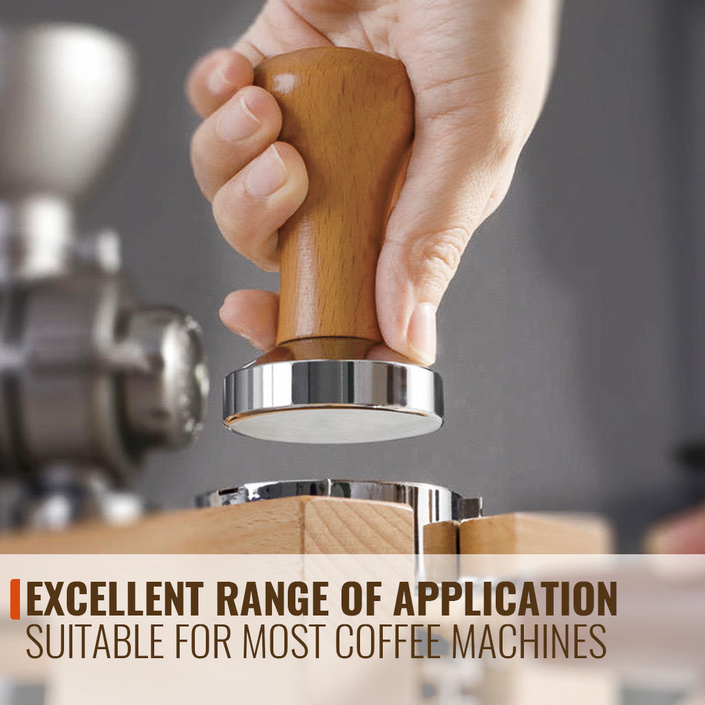 Supvox 53mm Espresso Tamper Heavy Duty Stainless Steel Barista Coffee Tamper Elegant Solid Wooden Handle Espresso Tamper Espresso Tamper Coffee Press Tool