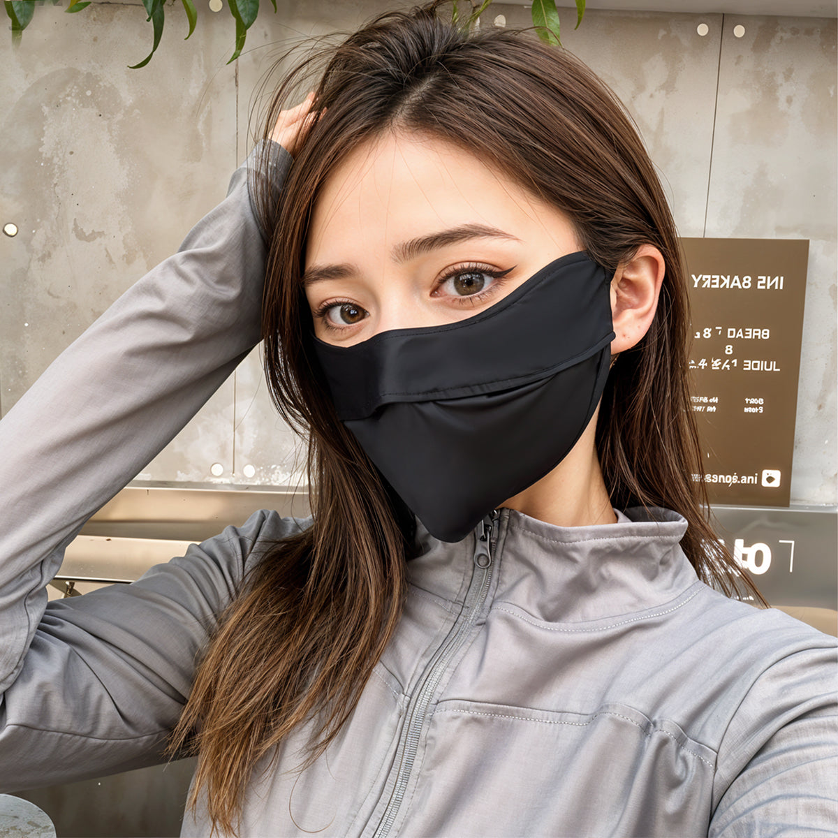 PALAY Sun Protection Face Cover for Women, Prevent Light Aging UV Protection Outdoor Breathable Summer Cool Ice Silk Face Cover Mask with Adjustable Drawstring Ear Loops Design Washable Face Mask