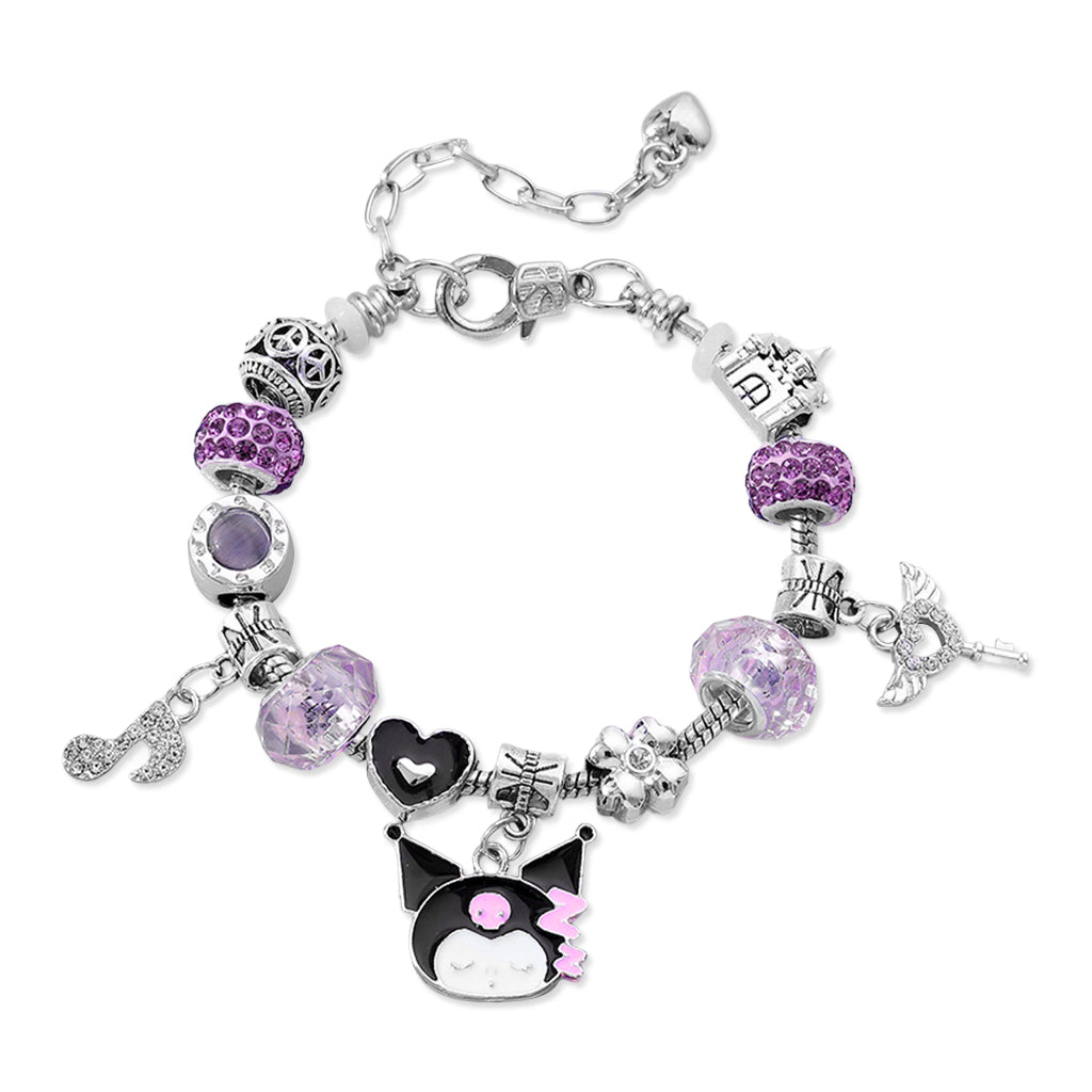 SANNIDHI Kuromi Bangle Bracelet for Girls Kawaii Girls Alloy Bracelet Music Note Charm Adjustable DIY Beaded Bracelet Fashion Y2K Charm Bracelet Birthday Gift for Sister Christmas Gift