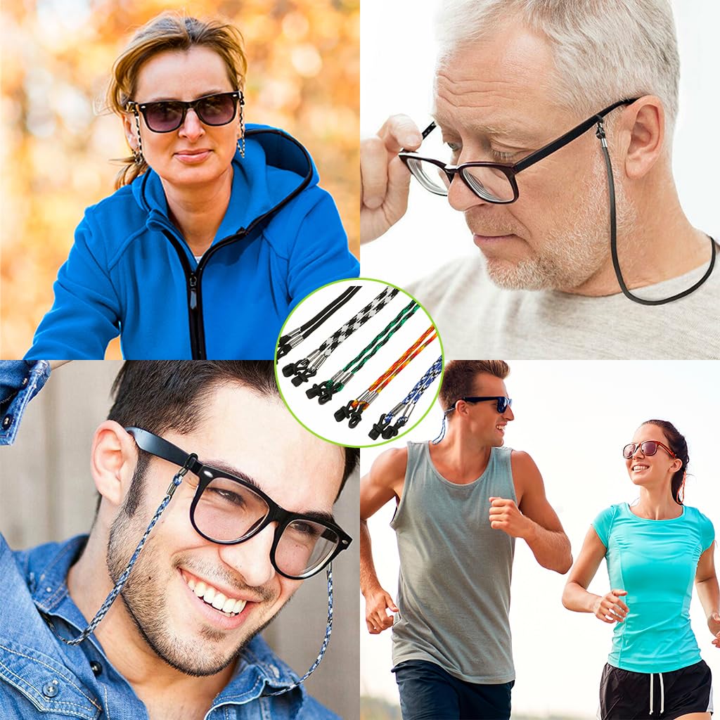 HASTHIP 4Pcs Eyeglasses String Holder Straps 28'' Eyeglasses Retation Strap Sunglasses Retainers Straps Fashion Color Adjustable Eyewear Retainers Straps Presbyopic Glasses Retainer Straps for Elders