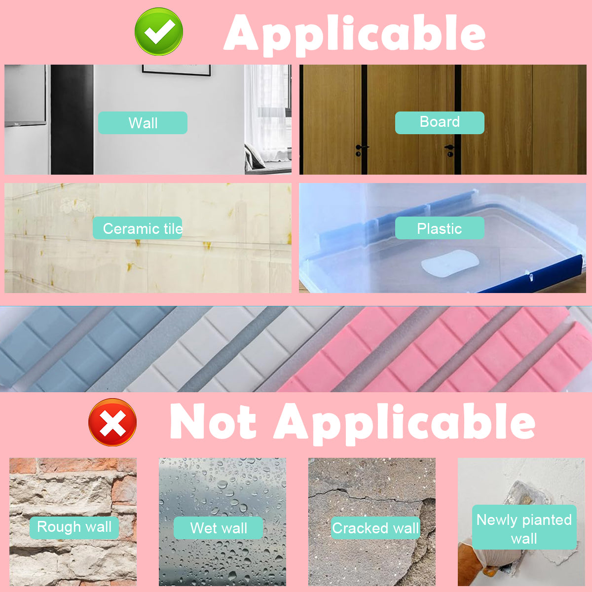 HASTHIP 288Pcs Sticky Tack 3 Color Adhesive Putty Sticky Tack for Holding Nail Extension Multi Purpose Sticky Tack Flexible Mounting Putty for Crafts Hanging Pictures, Small Objects