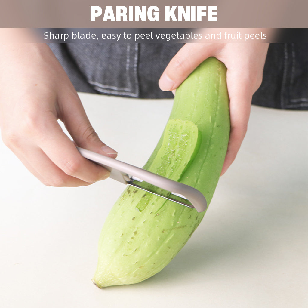 Supvox Set of 5Pcs Kitchen Gadgets Palm-sized 5 inches Garlic Ginger Press, Cheese Grater, Mini Peeler, Mini Pizza Roller Cutter, Bottle Opener, Stackable Utility Kitchen Small Gadgets