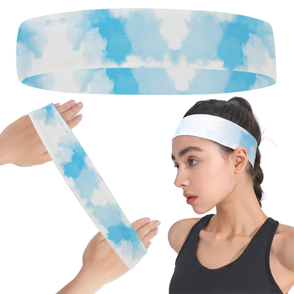 Proberos Headband for Women Men Fashion Gradient Blue Stretchy Headband, Quick Dry Sweat Headband Yoga Headband Running Headband All Season Headband Fashion Sport Headpiece
