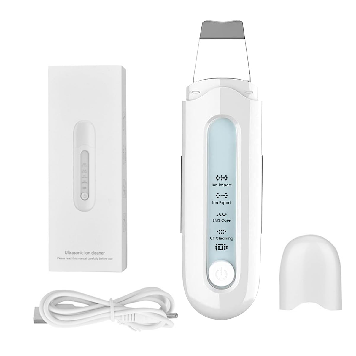 HANNEA Ultrasonic Face Skin Scrubber for Deep Pore Cleaning with 28000Hz EMS Lifting | USB Rechargeable Facial Spatula for Skincare