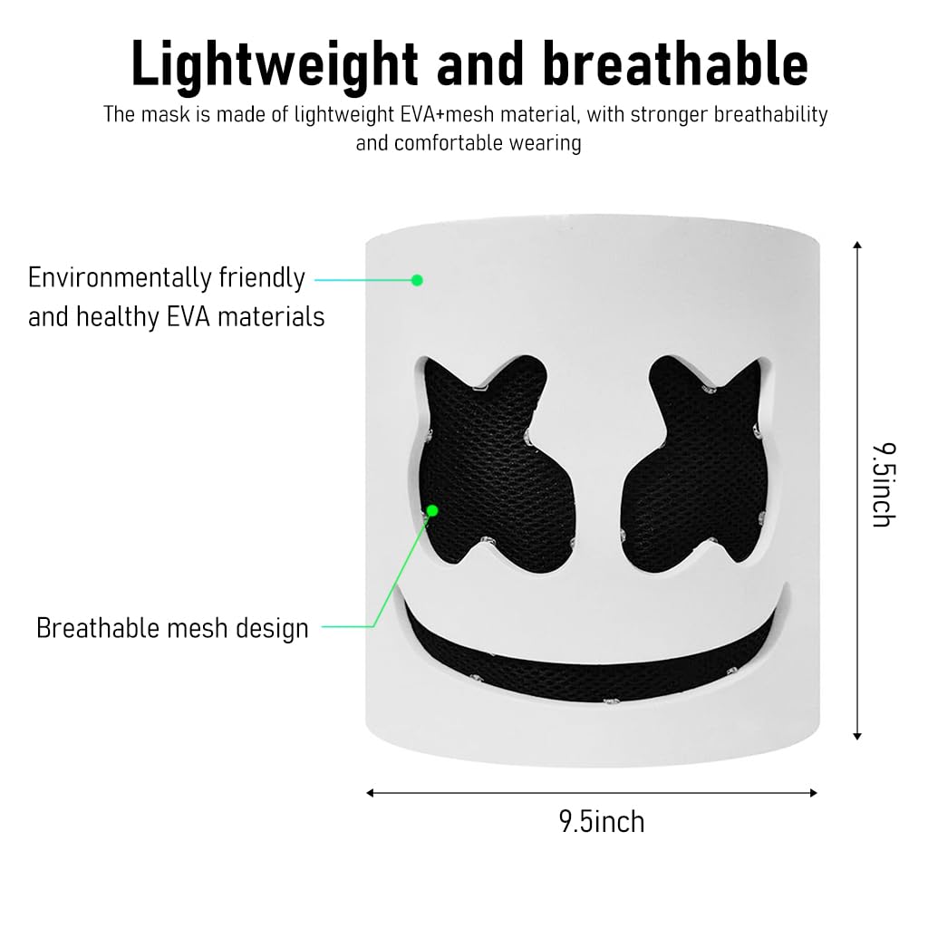 Optifit Halloween LED DJ Mask for Music Festivals with 5 Light Modes and Breathable EVA Design