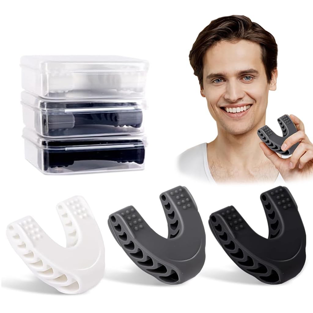 MAYCREATE Jawline Exerciser for Men and Women with 3pcs 40/50/60lbs Food‑Grade Silicone | Slim and Tone Face Muscles